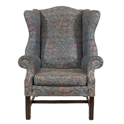 Lot 522 - George III style wing back easy chair