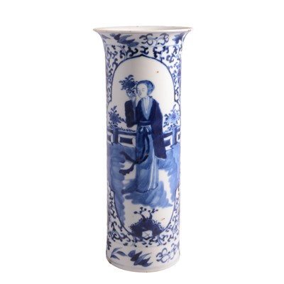 Lot 1 - Chinese blue and blue cylindrical vase