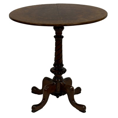 Lot 336 - Victorian burr walnut pedestal table.