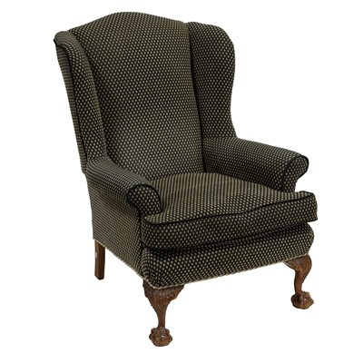 Lot 361 - George III style wing back armchair