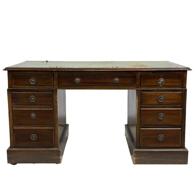 Lot 398 - Victorian style mahogany twin pedestal desk