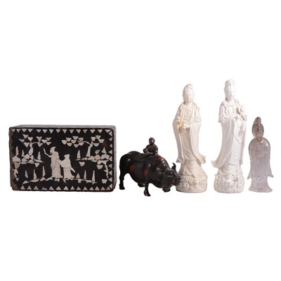 Lot 119 - Pair of blanc de chine Guanyin figures, and other Chinese ornaments