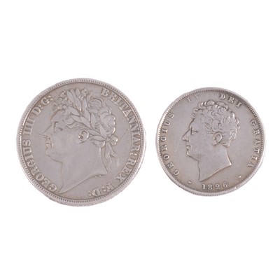 Lot 311 - George IV crown (1821), and half-crown (1826).