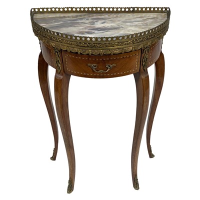 Lot 209 - Louis XVI style mahogany and beechwood demi lune console table