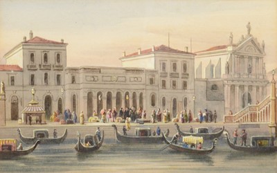 Lot 362 - Italian School, Waiting for gondolas, Santa Lucia, Venice, and a companion work