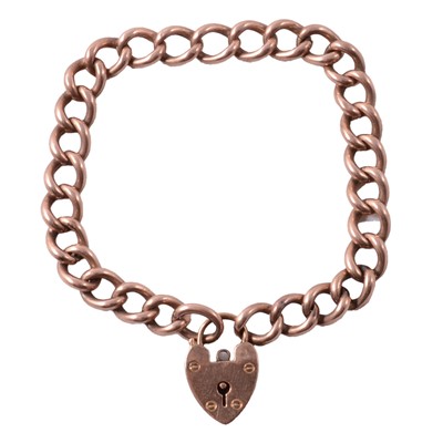 Lot 173 - A rose metal bracelet with padlock fastener.