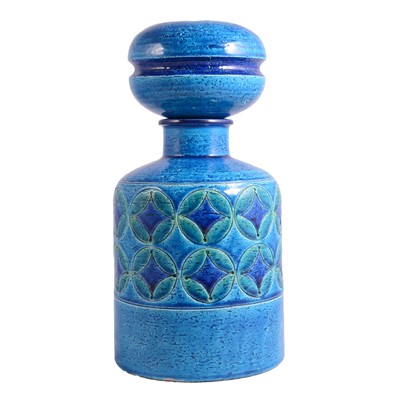 Lot 16 - Bitossi, a large Mid-century Rimini Blu pottery bottle and cover