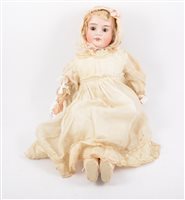 Lot 1416 - Victorian bisque head doll, German with head...