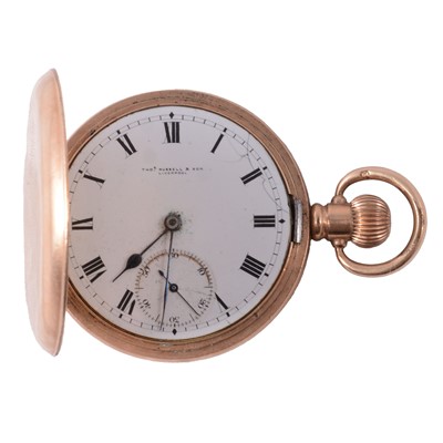 Lot 310 - A gold-plated full hunter pocket watch.
