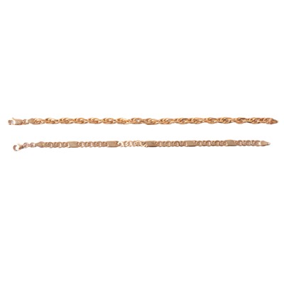 Lot 179 - Two gold / yellow metal bracelets.