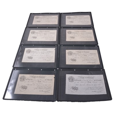 Lot 149 - Eight white £10 bank notes, 1920s and 1930s