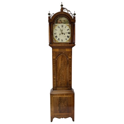 Lot 351 - William IV mahogany and marquetry longcase clock