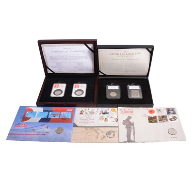 Lot 146 - Silver Proof 50p Coin Set, and four £2 Coin and Stamp Sets.