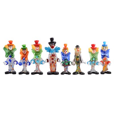 Lot 48 - Eight Murano glass clown models