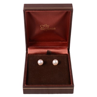 Lot 257 - A pair of cultured pearl earstuds on 18 carat gold posts.