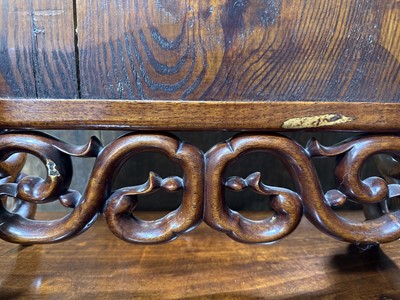 Lot 26 - Chinese famille rose porcelain and carved hardwood table screen