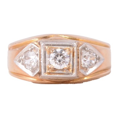 Lot 64 - A diamond three stone ring.