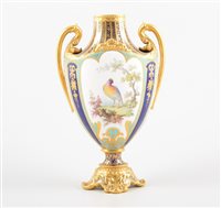 Lot 273 - Royal Crown Derby, a twin-handled vase, 1909,...