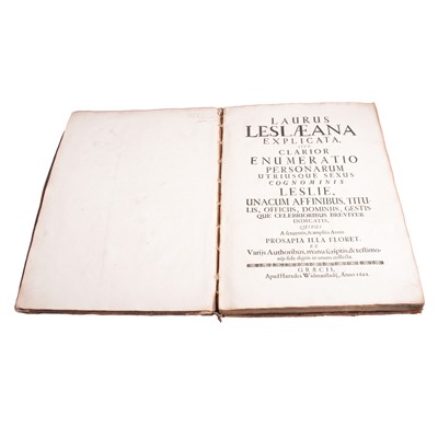 Lot 138 - Laurus Leslaeana Explicata, being a genealogy of the Leslie family