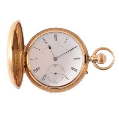 Lot 307 - G E Frodsham - an 18 carat yellow gold full hunter pocket watch.