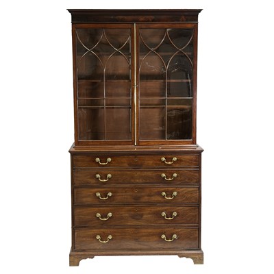 Lot 228 - George III mahogany bookcase secretaire