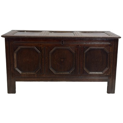 Lot 301 - 19th century joined oak coffer