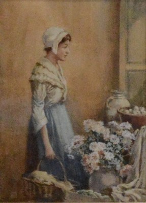Lot 221 - Percy Lancaster, Maid girl in an interior with flowers