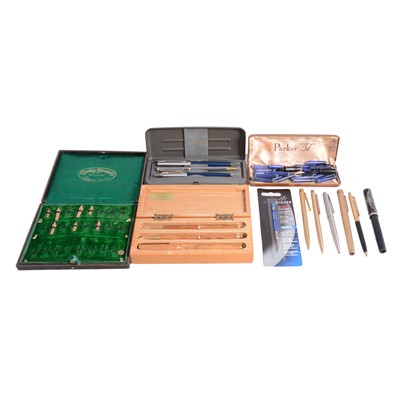 Lot 170 - Collection of fountain pens, ballpoint pens, fountain pen nibs, and ink cartidges.