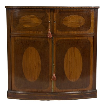 Lot 417 - Edwardian mahogany and satinwood bow-front side cabinet