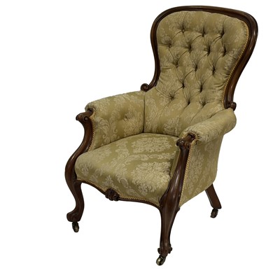 Lot 347 - Balloon-back Victorian armchair