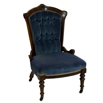 Lot 344 - Victorian walnut nursing chair