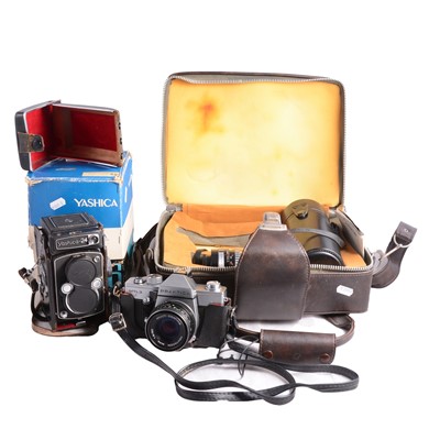 Lot 101 - Yashica 24 camera and another camera with lenses, in case