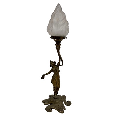 Lot 99 - Art Nouveau brass figural lamp base