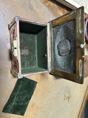 Lot 30 - McVitie & Price Art Nouveau copper and brass biscuit box