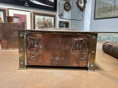 Lot 30 - McVitie & Price Art Nouveau copper and brass biscuit box