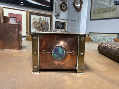 Lot 30 - McVitie & Price Art Nouveau copper and brass biscuit box