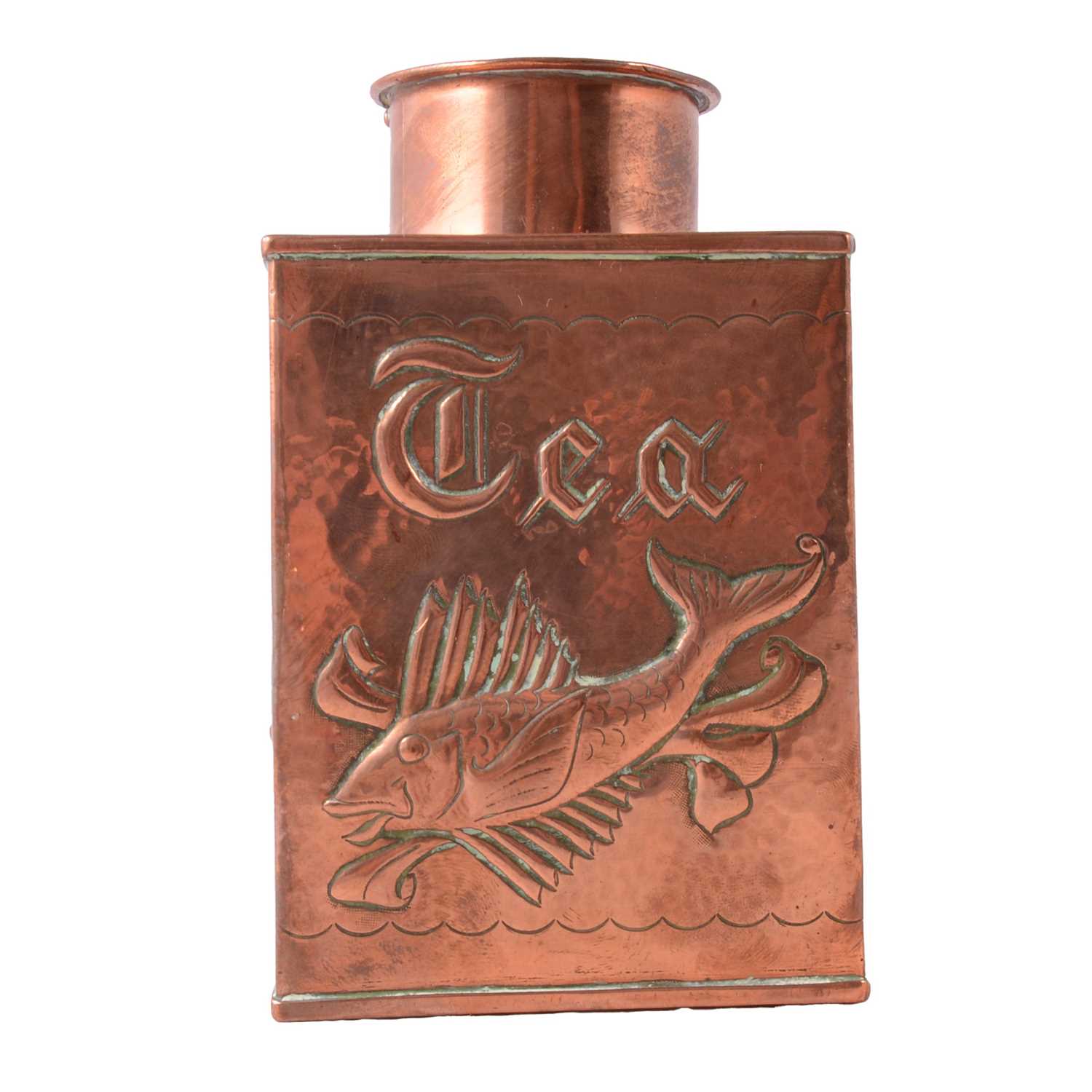Lot 29 - Newlyn copper tea caddy, Herbert Dyer