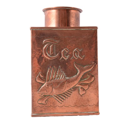 Lot 29 - Newlyn copper tea caddy, Herbert Dyer