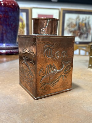 Lot 29 - Newlyn copper tea caddy, Herbert Dyer