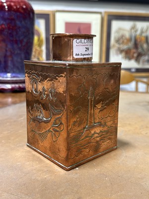 Lot 29 - Newlyn copper tea caddy, Herbert Dyer