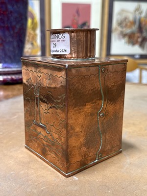 Lot 29 - Newlyn copper tea caddy, Herbert Dyer