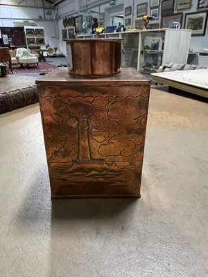 Lot 29 - Newlyn copper tea caddy, Herbert Dyer