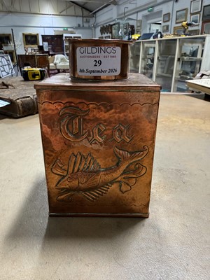 Lot 29 - Newlyn copper tea caddy, Herbert Dyer
