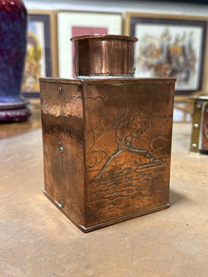 Lot 29 - Newlyn copper tea caddy, Herbert Dyer