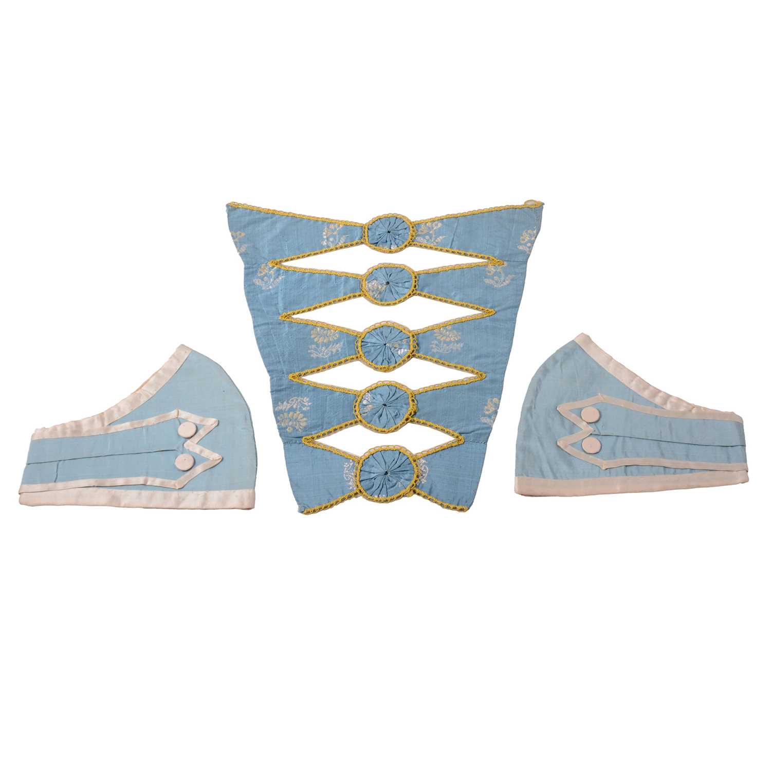 Lot 31 - Brocade stomacher and a pair of satin cuffs