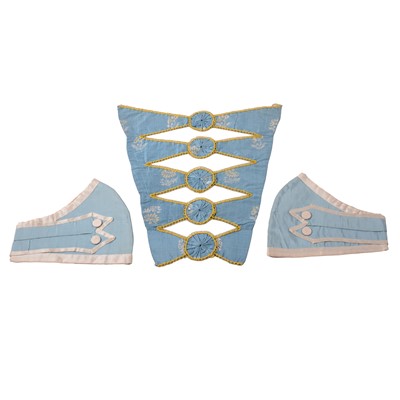 Lot 31 - Brocade stomacher and a pair of satin cuffs