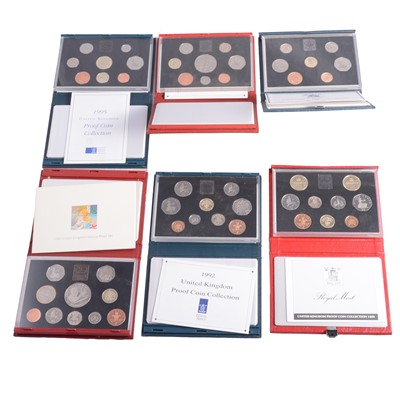 Lot 158 - Six UK Proof and Deluxe Proof Coin Sets.