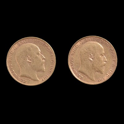 Lot 208 - Two Gold Half Sovereign Coins, Edward VII 1902.