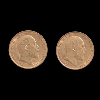 Lot 211 - Two Gold Half Sovereign Coins, Edward VII 1904, 1906.