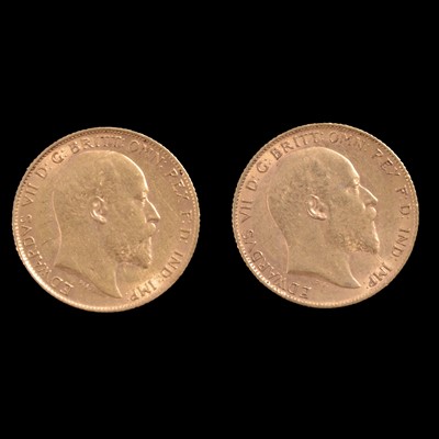 Lot 213 - Two Gold Half Sovereign Coins, Edward VII 1909.